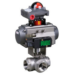 Q614、Q615气动三通内螺纹球阀